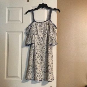 Blue and white lace dress